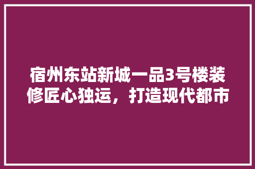 宿州东站新城一品3号楼装修匠心独运，打造现代都市新地标