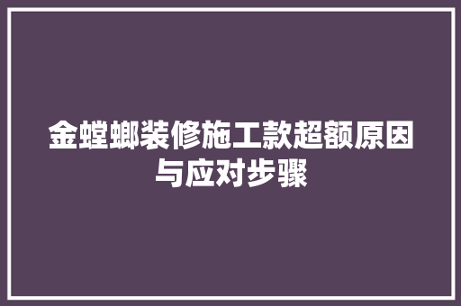 金螳螂装修施工款超额原因与应对步骤