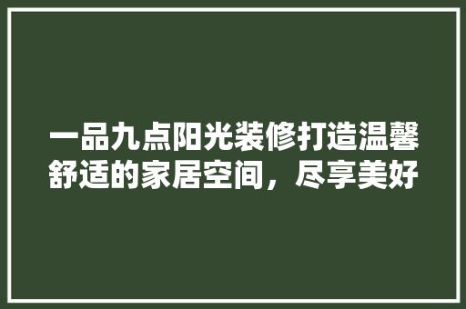 一品九点阳光装修打造温馨舒适的家居空间，尽享美好生活  第1张