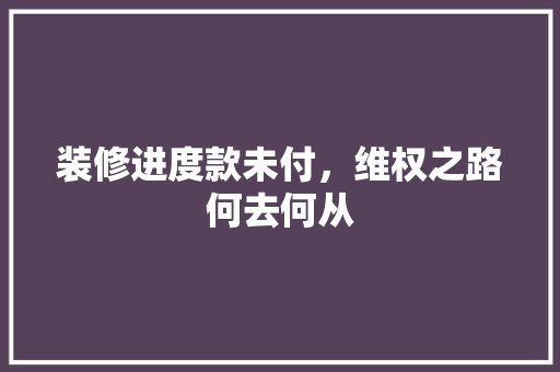 装修进度款未付，维权之路何去何从