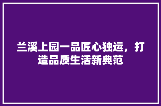 兰溪上园一品匠心独运，打造品质生活新典范  第1张