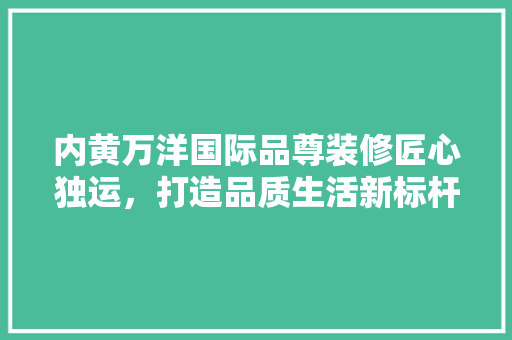 内黄万洋国际品尊装修匠心独运，打造品质生活新标杆  第1张