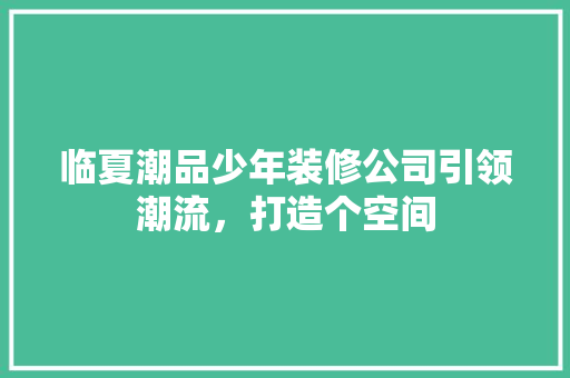 临夏潮品少年装修公司引领潮流，打造个空间