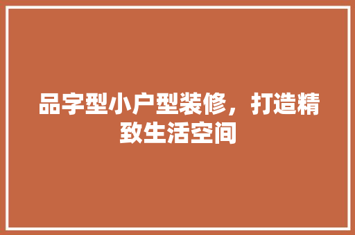 品字型小户型装修，打造精致生活空间