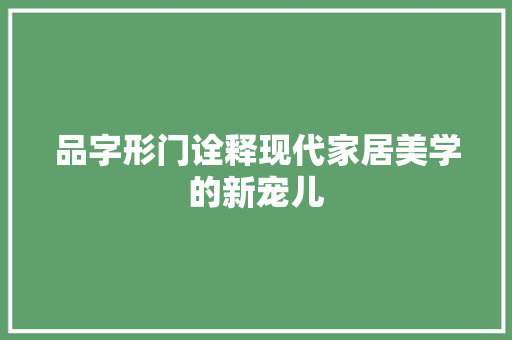 品字形门诠释现代家居美学的新宠儿
