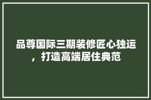 品尊国际三期装修匠心独运，打造高端居住典范