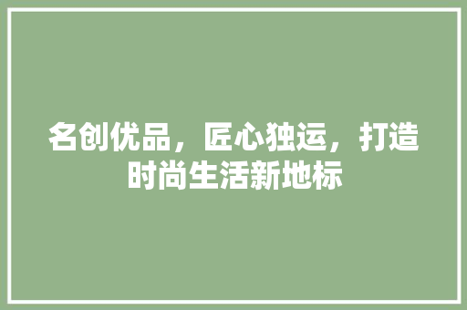名创优品，匠心独运，打造时尚生活新地标