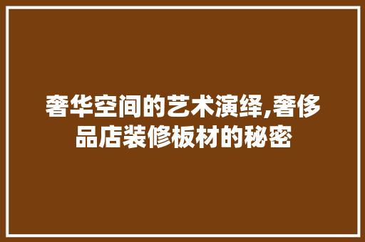 奢华空间的艺术演绎,奢侈品店装修板材的秘密