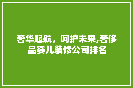 奢华起航，呵护未来,奢侈品婴儿装修公司排名