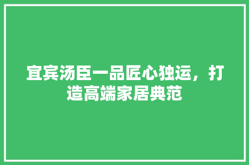 宜宾汤臣一品匠心独运，打造高端家居典范