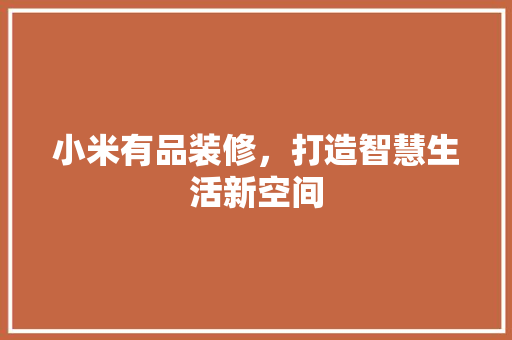 小米有品装修，打造智慧生活新空间