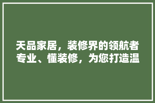 天品家居，装修界的领航者专业、懂装修，为您打造温馨家园