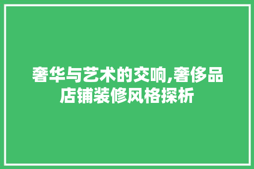 奢华与艺术的交响,奢侈品店铺装修风格探析