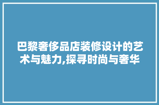 巴黎奢侈品店装修设计的艺术与魅力,探寻时尚与奢华的交融