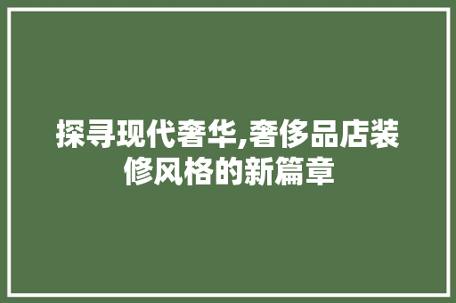 探寻现代奢华,奢侈品店装修风格的新篇章