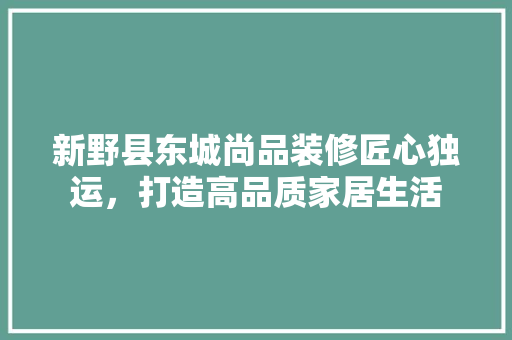 新野县东城尚品装修匠心独运，打造高品质家居生活