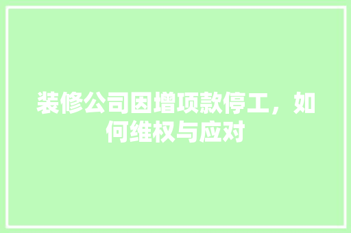装修公司因增项款停工，如何维权与应对