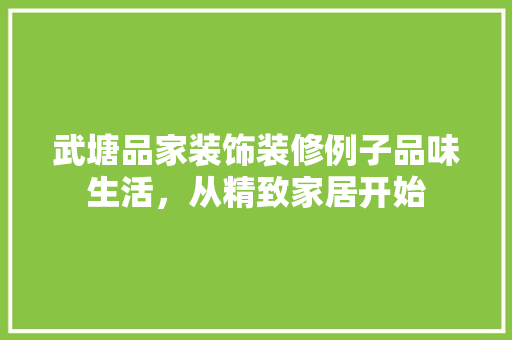 武塘品家装饰装修例子品味生活，从精致家居开始