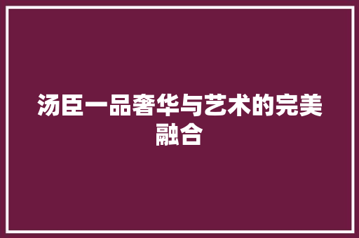 汤臣一品奢华与艺术的完美融合