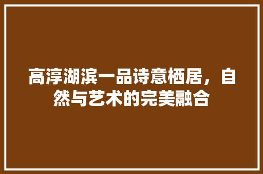 高淳湖滨一品诗意栖居，自然与艺术的完美融合
