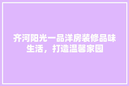 齐河阳光一品洋房装修品味生活，打造温馨家园