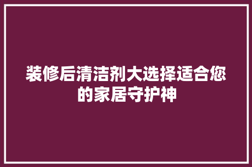 装修后清洁剂大选择适合您的家居守护神
