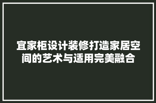 宜家柜设计装修打造家居空间的艺术与适用完美融合