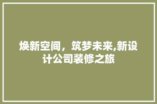 焕新空间，筑梦未来,新设计公司装修之旅