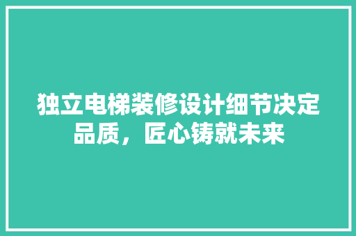 独立电梯装修设计细节决定品质，匠心铸就未来
