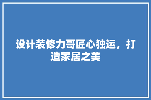 设计装修力哥匠心独运，打造家居之美