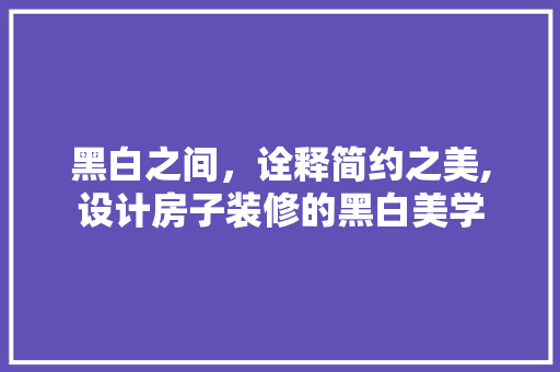 黑白之间，诠释简约之美,设计房子装修的黑白美学  第1张