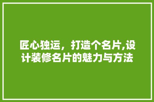 匠心独运，打造个名片,设计装修名片的魅力与方法