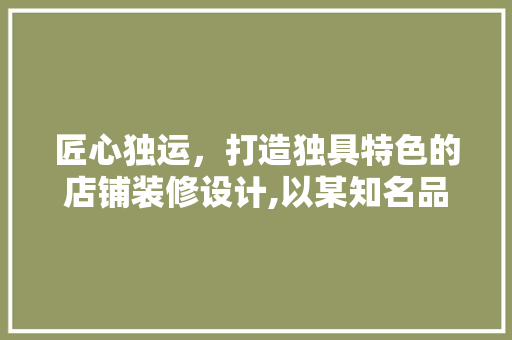匠心独运，打造独具特色的店铺装修设计,以某知名品牌为例