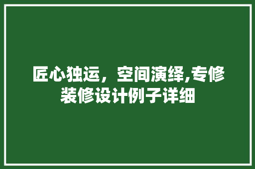 匠心独运，空间演绎,专修装修设计例子详细