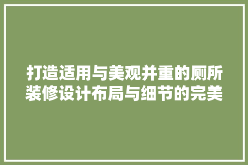 打造适用与美观并重的厕所装修设计布局与细节的完美结合