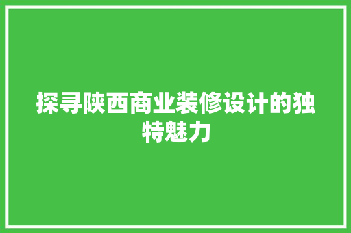 探寻陕西商业装修设计的独特魅力