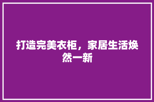 打造完美衣柜，家居生活焕然一新