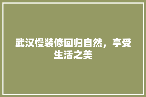 武汉慢装修回归自然，享受生活之美  第1张