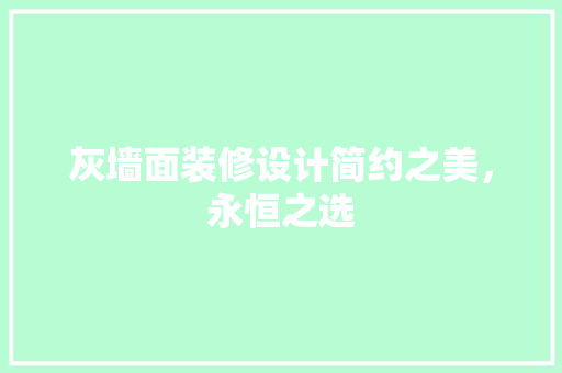 灰墙面装修设计简约之美，永恒之选