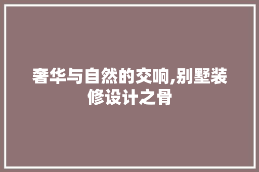 奢华与自然的交响,别墅装修设计之骨