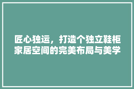 匠心独运，打造个独立鞋柜家居空间的完美布局与美学体现