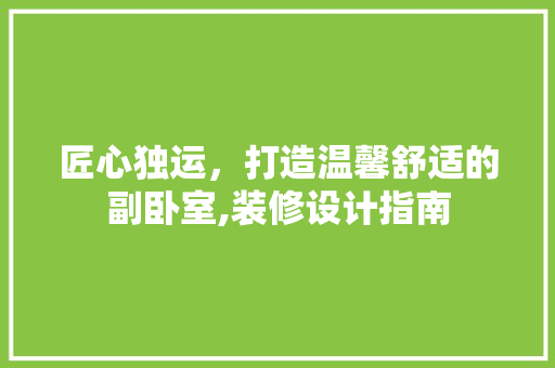 匠心独运，打造温馨舒适的副卧室,装修设计指南