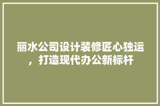 丽水公司设计装修匠心独运，打造现代办公新标杆