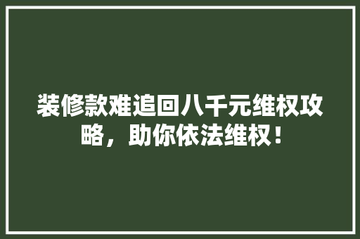 装修款难追回八千元维权攻略，助你依法维权！