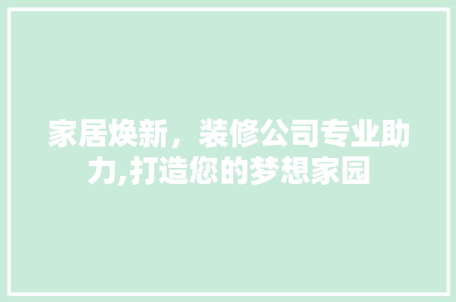 家居焕新，装修公司专业助力,打造您的梦想家园