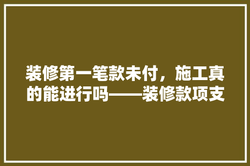 装修第一笔款未付，施工真的能进行吗——装修款项支付的秘密  第1张