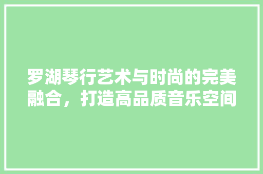 罗湖琴行艺术与时尚的完美融合，打造高品质音乐空间
