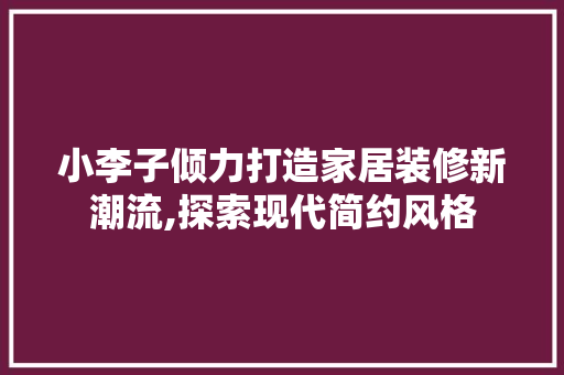 小李子倾力打造家居装修新潮流,探索现代简约风格