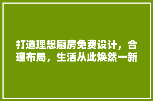 打造理想厨房免费设计，合理布局，生活从此焕然一新