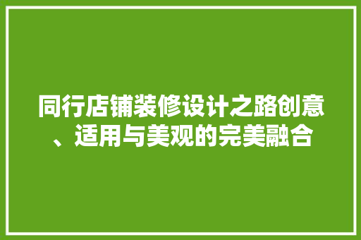 同行店铺装修设计之路创意、适用与美观的完美融合